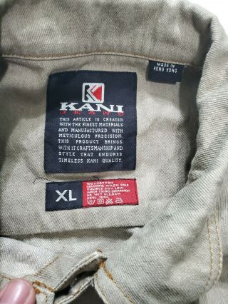 Vintage KARL KANI JEANS Khaki Tan Denim Trucker Jacket Men’s Size XLarge 3