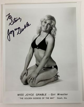 Vintage Wrestling Promo Photo Miss Joyce Grable Signed Lady Wrestler Wwf Nwa