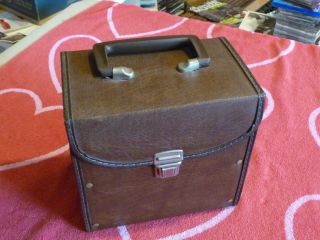 Vintage Brown Vinyl Faux Leather 7 " 45 Rpm Record Storage Carrying Case Holds 50