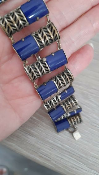 Art Deco Blue Glass Bracelet Jacob Bengel? 3