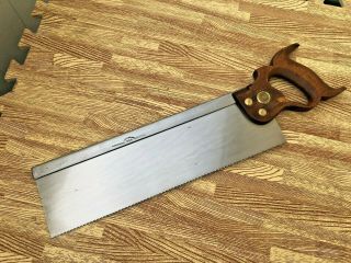 Vintage Warranted Superior Disston Keystone K1 Back Saw 12” Blade Wood Handle
