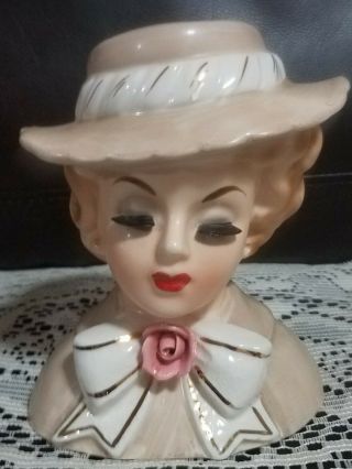 Vintage Inarco Lady Head Vase E - 1065 5 3/4 In.  Cleveland,  Oh 1963