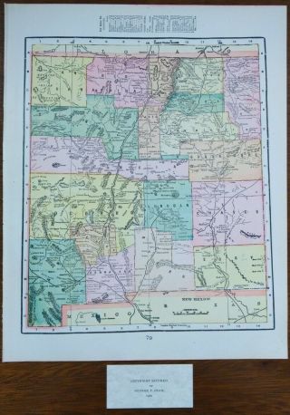 Vintage 1900 Mexico Map 11 " X14 " Old Antique Roswell Santa Fe Taos