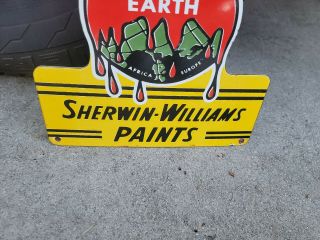 Vintage Sherwin - Williams Paints Porcelain Sign Automotive Soda Camping Fishing 2
