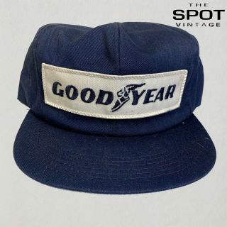 Mens Vintage 80s Good Year K Products Trucker Snapback Hat Patch Logo Navy Rare