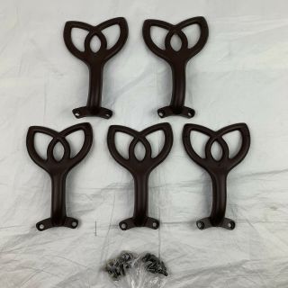 Set Of 5 Vintage Ceiling Fan Replacement Blade Arms Irons Tulip Brown W/ Screws