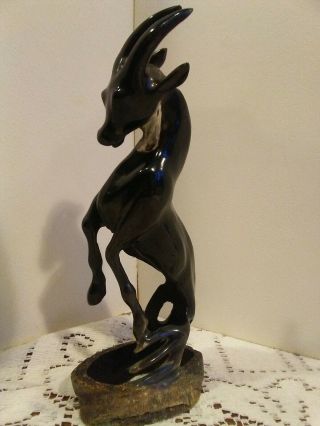 Vintage Carved Cow Horn Goat Figurine 6 1/2 "