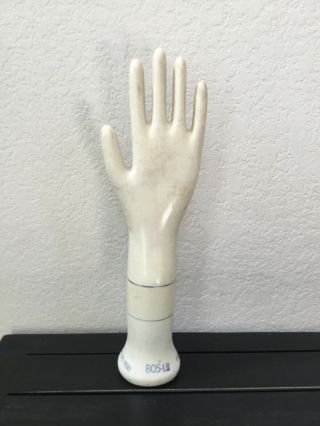 Vintage Industrial General Porcelain Hand Glove Mold Form Display 14 1/2 "