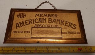 Vintage American Bankers Association Aba Member Brass Sign Banking Bank Related