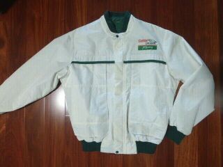 Vintage Castrol Jaguar Racing Team Mens Zip Jacket Size Xxl 2x White Green Euc