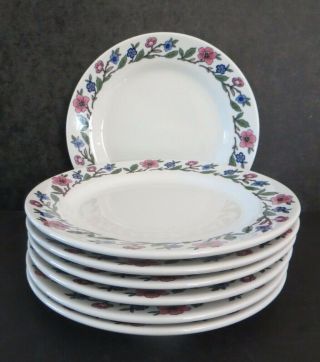 Vintage Sterling Vitrified China Floral Restaurant Ware 7 Dinner Plates