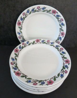 Vintage Sterling Vitrified China floral restaurant ware 7 dinner plates 2