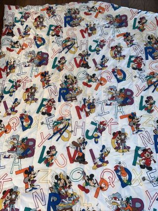 Vintage Disney Alphabet Blanket Twin Comforter Mickey Mouse Goofy & Friends