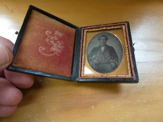 Antique Ambrotype Cased Image Of A Man In Uniform