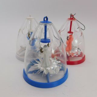 3 Vintage Plastic Angel Spinner Christmas Ornaments Mid Century W Germany 2 3/4 "