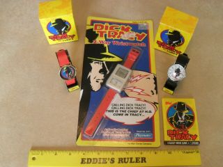 Three Vintage Dick Tracy Timex Disney Wrist Watches Including 2 - Way