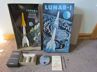 Vintage Scientific Products Model Moon Rocket 60s Lunar - 1 Two Stage W/ Box