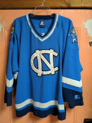 Vintage Starter Unc Tar Heels North Carolina Ncaa Hockey Jersey Rameses Size Xl