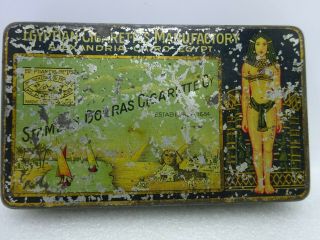Rare Vintage Papatheologou Freres Alexanrie 25 Cigarette Litho Tin Box