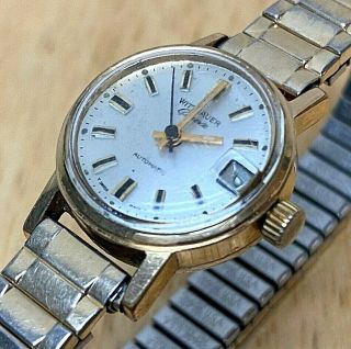 Vtg Wittnauer By Longines Lady Gold Filled Band Self - Wind Automatic Watch Hours