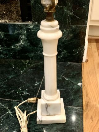 Vintage Italian Alabaster Marble Carved Column Table Lamp