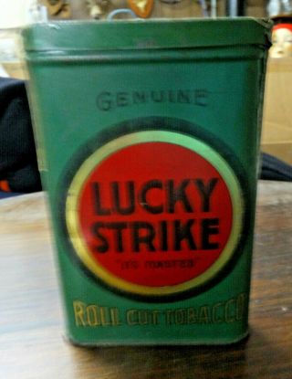 Vintage 1910 Lucky Strike Roll Cut Tobacco Tin - Empty - W/tax Stamp