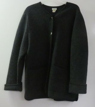 Vtg Ll Bean Womens Pure Wool Grey Cardigan Jacket Made In Austria - Size M
