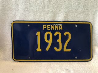 Vintage 1980 Pennsylvania Vanity License Plate “1932”
