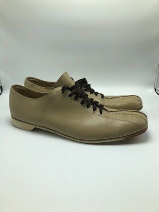 Vtg Beige Bowling Shoes Mens Sz 16 M Usa Leather