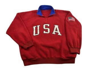 Vintage Polo Ralph Lauren Usa Superman Fleece Pullover Spell Out Red Men’s Xl