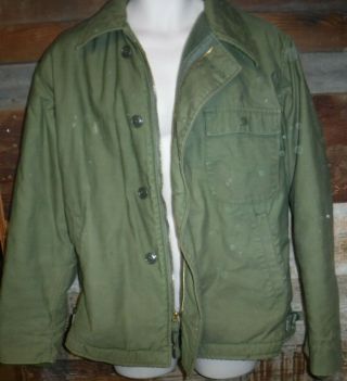 Vintage Us Navy Vietnam War Cold Weather A - 2 Jacket 1974 Made In Usa L@@k