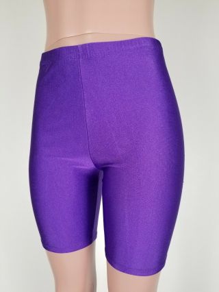 Vtg 80s Body Co Shiny Purple Tight Bike Shorts Size Xl Made Usa