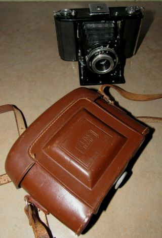 Vintage Nettar 515/16 Zeiss Ikon Camera w/ Leather Carrying Case 2