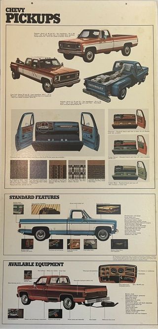 Orig Vtg 1974 Chevrolet Chevy Pickup Truck Dealer Showroom Poster Display Sign
