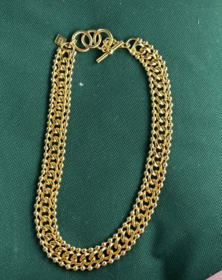 Vintage Anne Klein Signed Gold Tone Statement Toggle Necklace