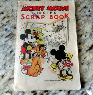 Vintage 1930s Walt Disney Mickey Mouse Recipe Scrap Book With 13 Stamps Cool