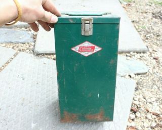 Vintage Coleman Co.  Lantern Diamond Steel Case Storage Portable Camping