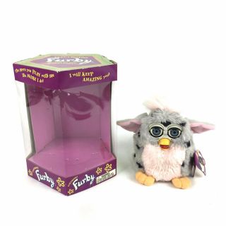 Furby Gray Black Spots Pink Belly And Ears Model 70 - 800 Vintage 1998 & Box