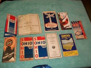 10 Vintage Road Maps Of Ohio Sohio Pure Refiners 1929 1931 1932 1933 1936 1938,