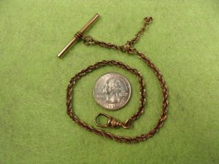 Vtg Antique Victorian? Rose Gold Filled Rope Pocket Watch Fob Chain