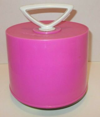 Vintage Disk - Go - Case 45rpm 7 " Vinyl Records Holder Plastic Storage Pink Cylinder