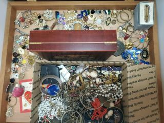 Junk Drawer 14.  5lbs - Gold? Copper? Silver? Vtg.  Jewelry,  Watches,  Coins :)