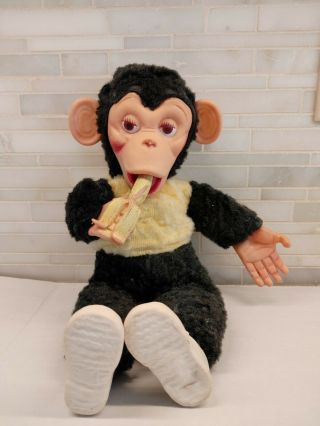 Plush Toy Chimpanzee 1950s Mr.  Bim Zippy Zip Monkey Vintage Rubber Face