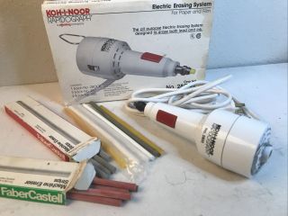 Vtg Koh - I - Noor Rapidograph Electric Pencil Erasing System 2800e Eraser Stripes