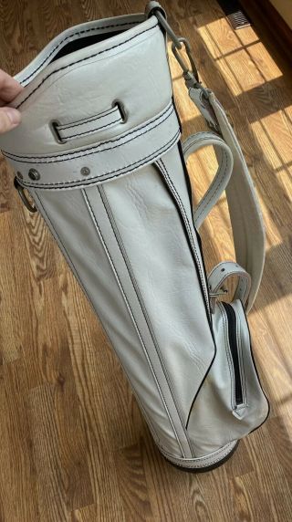 Vintage Leather Burton Golf Bag All White With Strap And Compartments