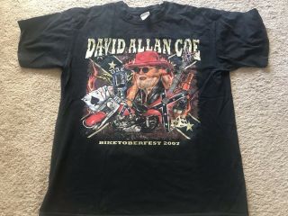 Vintage David Allan Coe Shirt 2007 World Tour Biketober Country Adult L