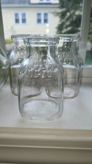 Set Of 3 Vintage Half Pint Milk Bottle Hood 