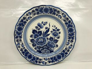 Vintage Delft Holland Handwerk Blue Floral Earthenware