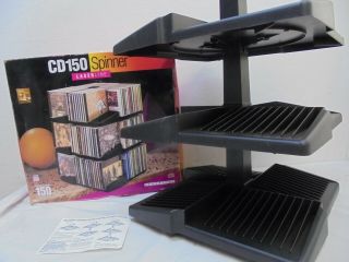 Laserline CD150 Spinner Expandable 150 CD Storage Tower Vintage made in USA box 2