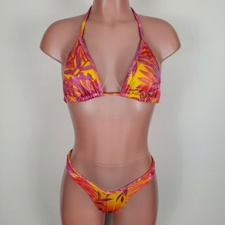 Vtg 90s Sexy Ultimate Tropical Baywatch Style Bikini Swimsuit High Waisted M 2